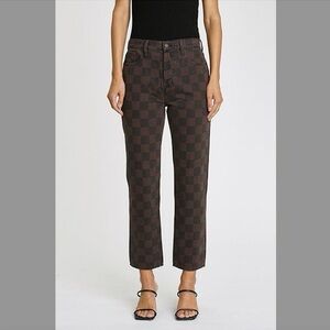 pistola Brown Checkered Straight-Leg Jeans